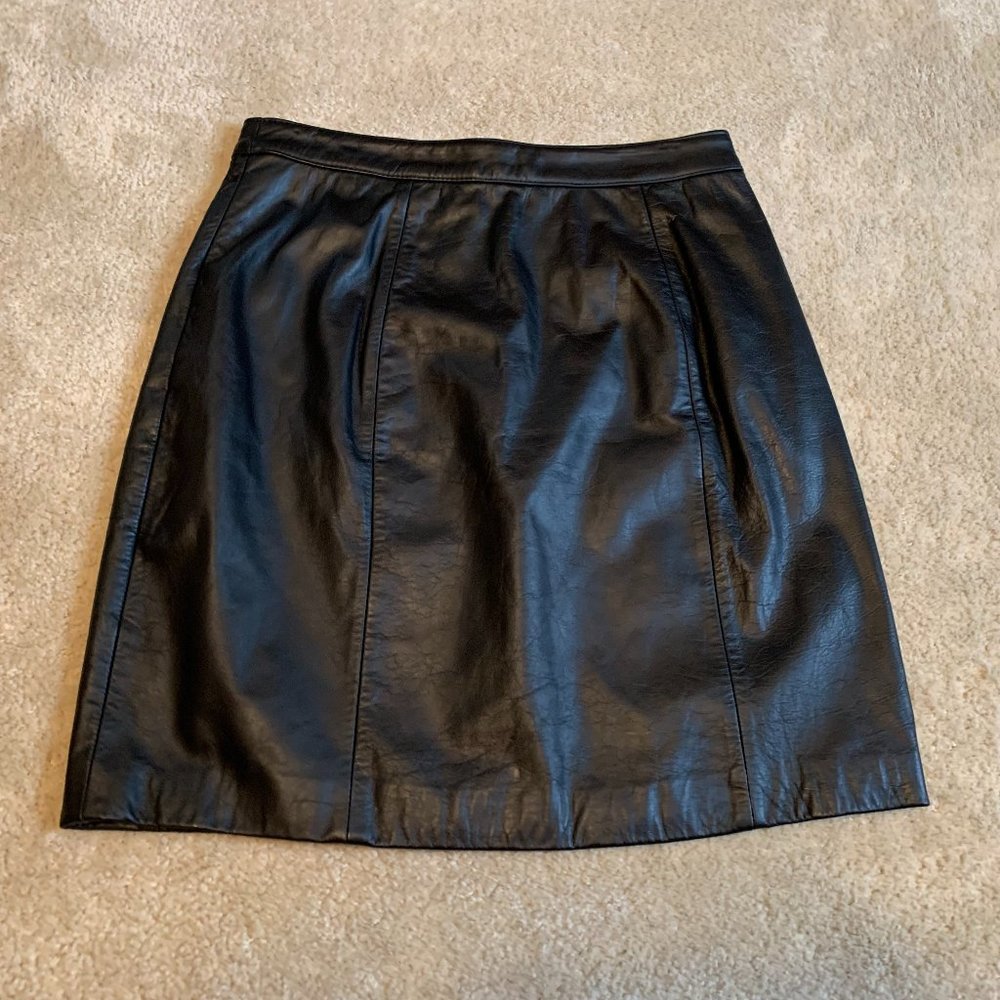 Byrnes & Baker Black Leather Mini Skirt Size 12